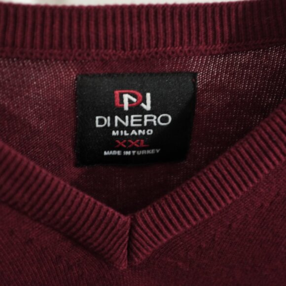 COPY - Dinero Milano dark red cotton blend vneck sweater size XXL - Picture 8 of 9